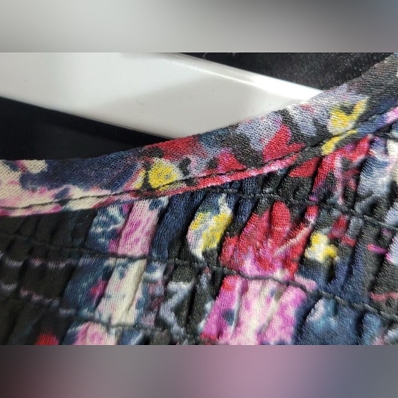 BCBGeneration Blue and Pink Cuffed Sleeve Graphic Babydoll Mini Dress Sz L - Picture 6 of 8